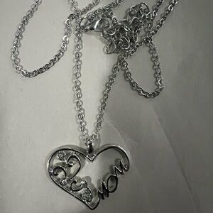 Heart 'Mom' Pendant Necklace in Silver - Women Jewelry